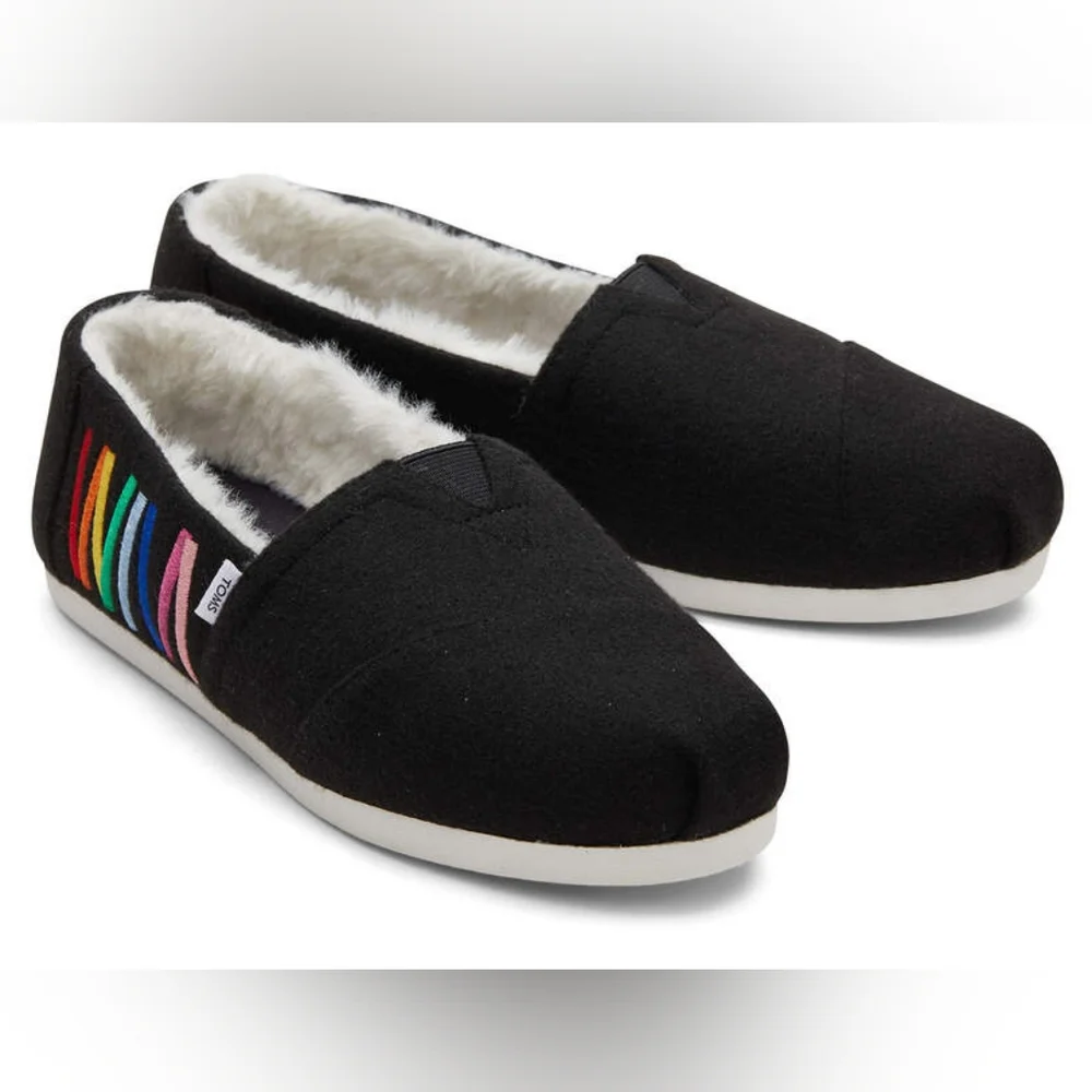 👣TOM'S🩷 ALPARGATA Unity Rainbow Slip On Sherpa Lined Espadrilles